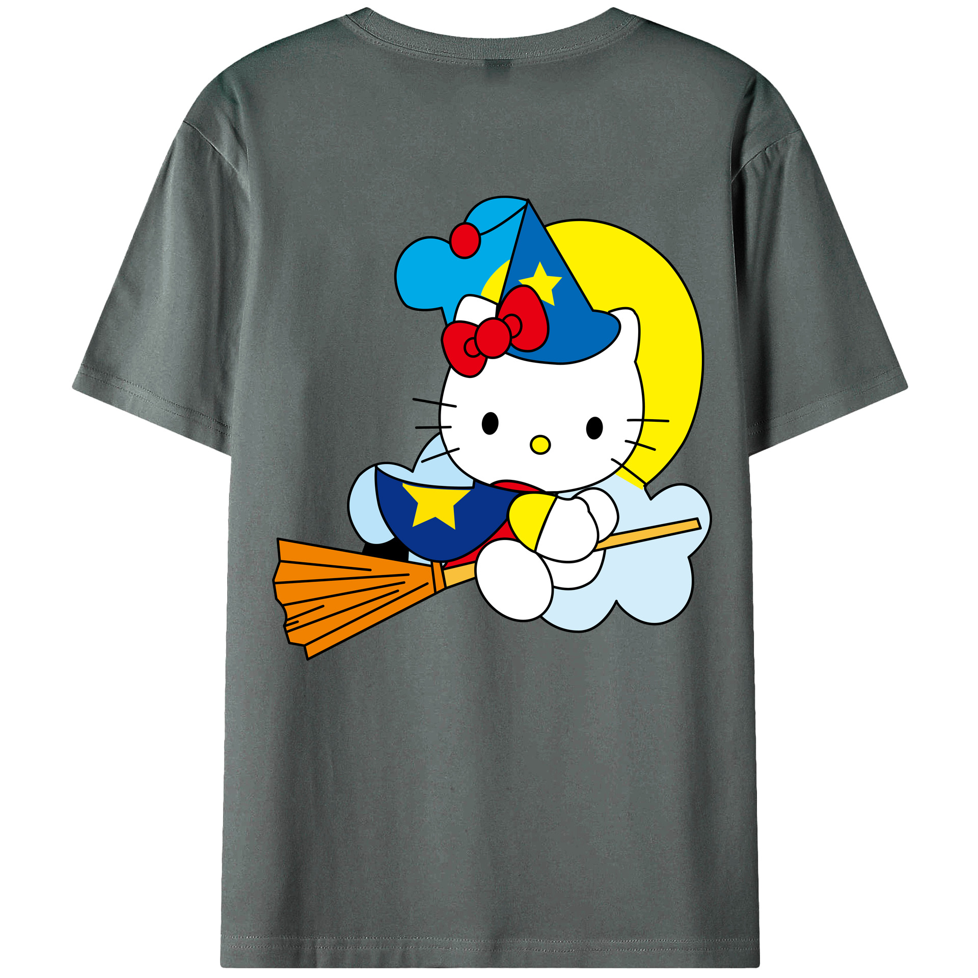 （画像用） Hello Kitty ハローキティ 綿100％ メンズ半袖Tシャツ（バックプリント） 通気性